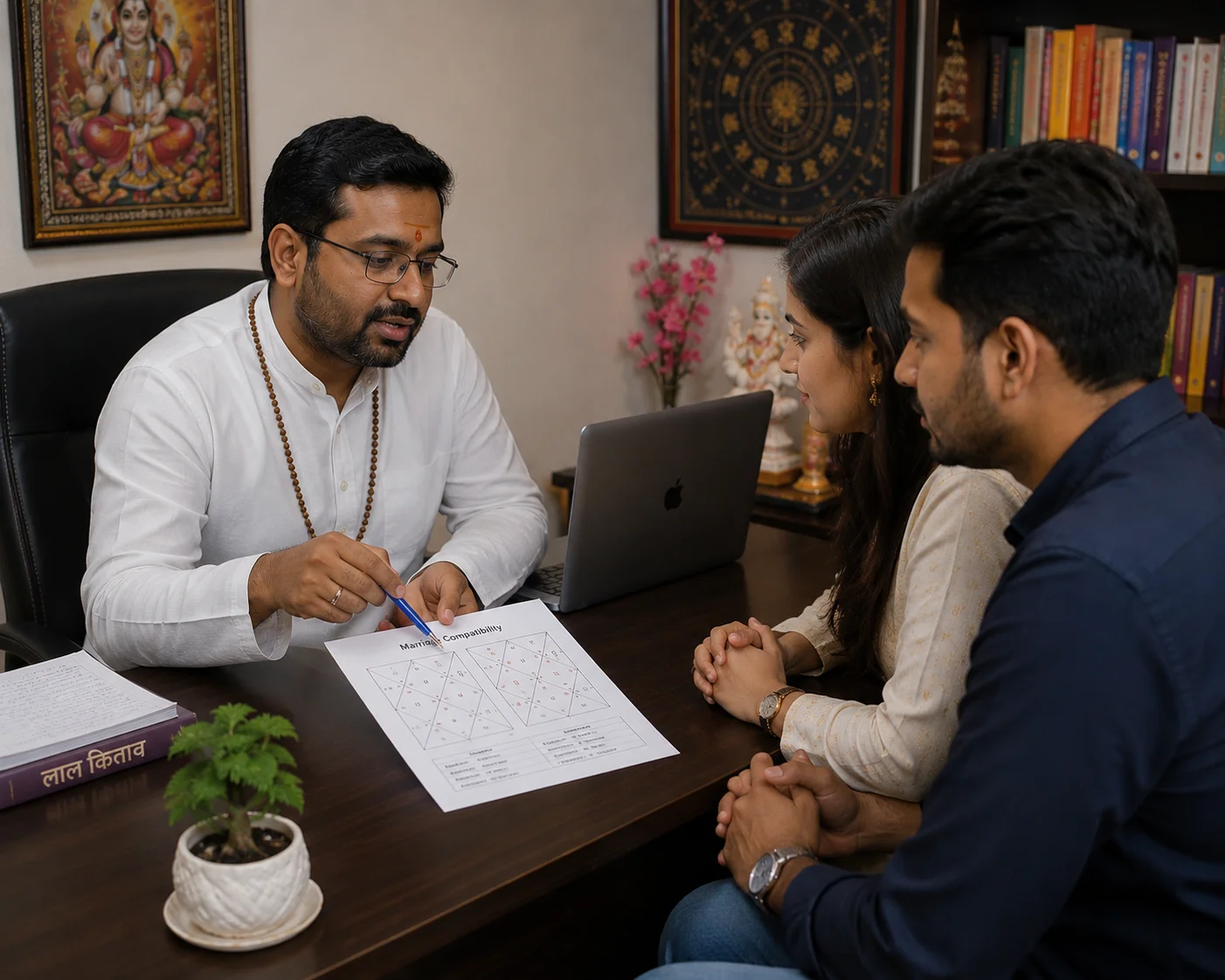 Master RamDev, Vedic astrologer, consulting a client in Sugar Land, TX