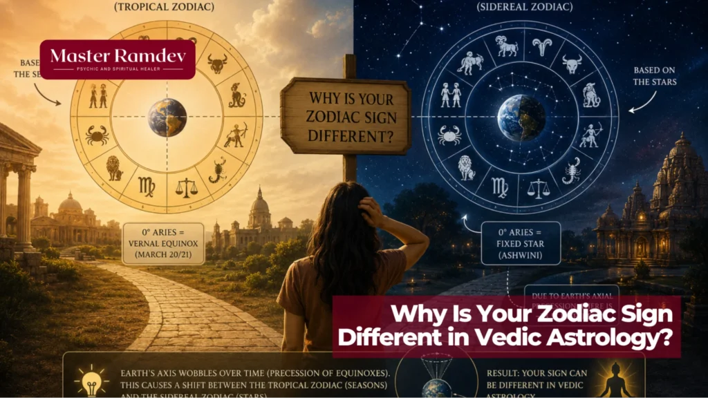 Example showing why zodiac signs can differ in Vedic and Western astrology