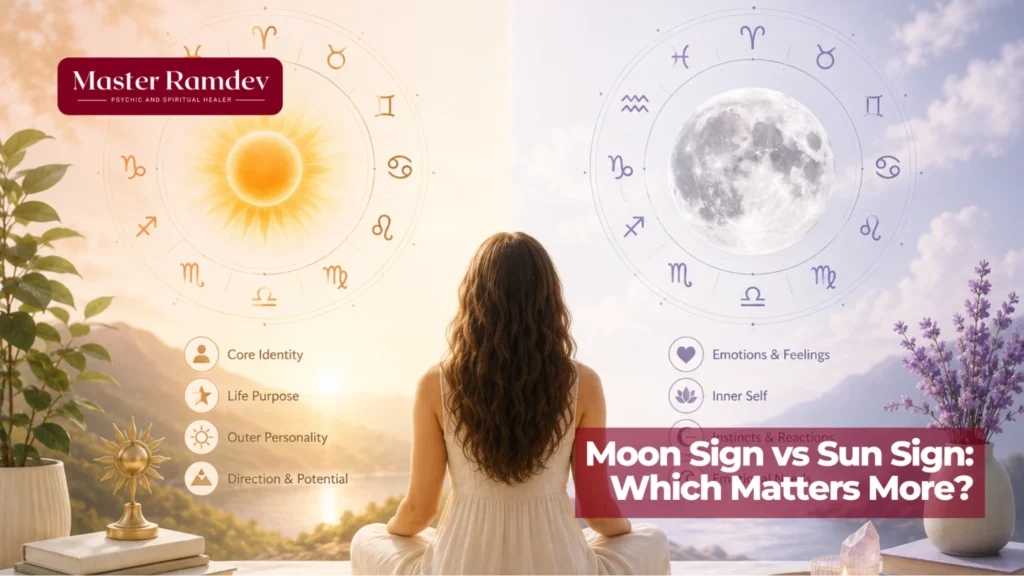 Moon sign and Sun sign comparison in tropical and sidereal astrology systems