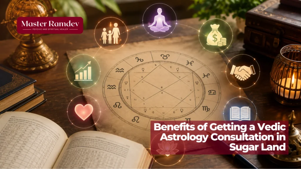 Benefits of a Vedic astrology consultation in Sugar Land, Texas for life guidance and decision making.