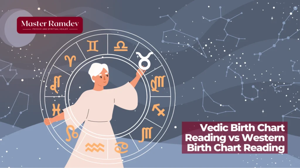 Comparison of Vedic and Western birth chart reading in astrology